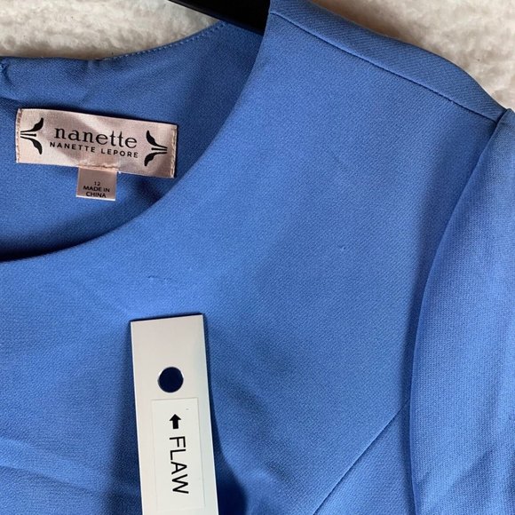 Nanette Lepore Womens Puffed Blue Fitted Dress Size 12 New with Defects 8281 - Picture 6 of 13
